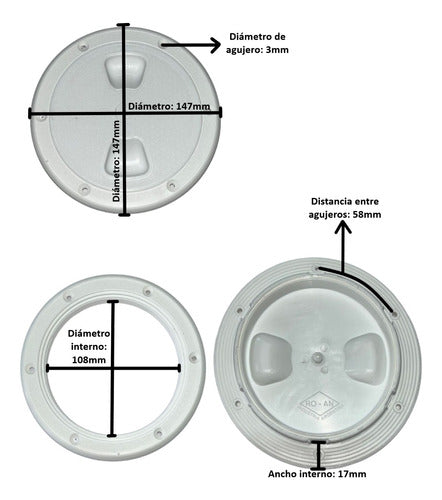 Waterproof Small 4" Nautical Inspection Cover White/Black 2