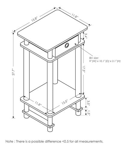 Furinno Turn-N-Tube Nightstand/Night Table with Drawer 1