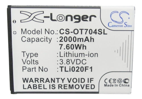 Cameron Sino Battery For Alcatel Ot-7040 Ot-a564 Pixi U5 Tli018b2 0