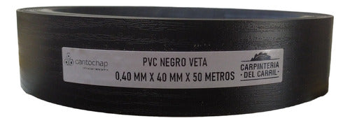 Carpinteria Del Carril Tapacanto PVC Negro Veta 0,40 Mm X 40 Mm X 50 M S/ Pegamento 0