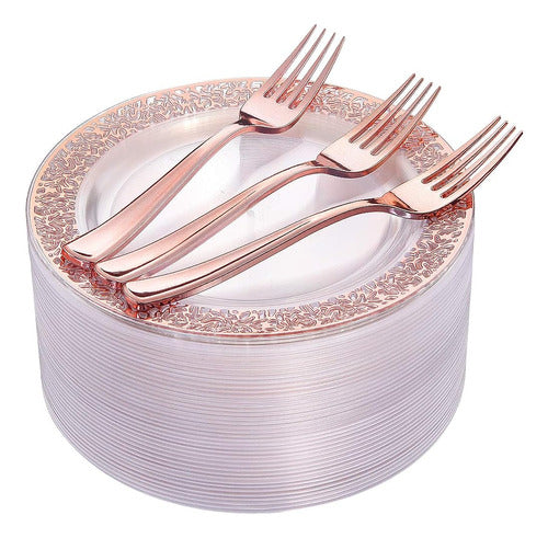 I00000 72 Pieces Rose Gold Dessert Plates 7.5 0