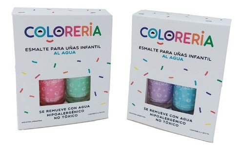 Coloreria Set Of Two Water-Based Confetti Nail Polishes for Kids 1