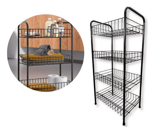 Luperstore Organizer Cart Ideal for Bathroom with Four Shelves in Black 0