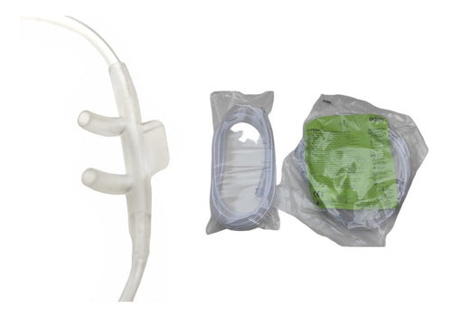 Adult Oxygen Nasal Cannula + 2m Extension + Blue Straight Connector 2