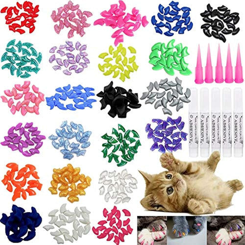 Victhy 100 Cat Nail Caps with Adhesive and Applicators 0