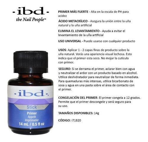 Primer Para Uñas Esculpidas Acrílicas 14ml Ibd Stick Primer 1