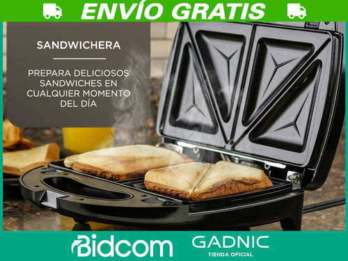 Waflera Eléctrica + Grill + Sandwichera Tostados 3 En 1 750w 2