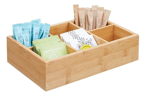 Veranova Bamboo Tea Box with 6 Divisions Kitchen Organizer 1