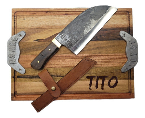 Maderasartesanales Premium Asado Grilling Set with Personalized Wooden Board and Axe 3