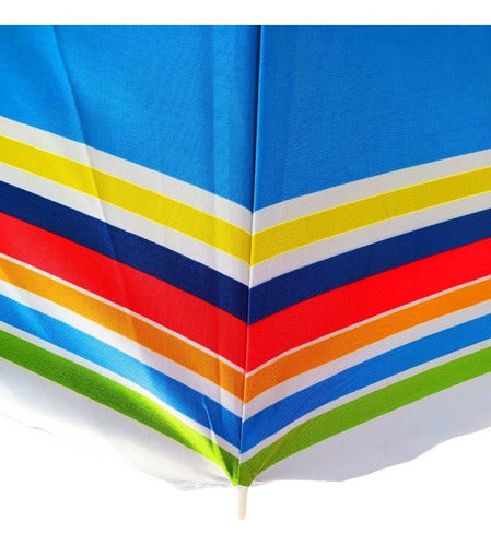 Set of 2 Beach Accessories: Multicolor Umbrella + Sand Bag for Camping and Beach 8