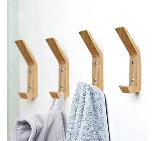 YANGQIHOME Wooden Wall Hooks Set of 4 1