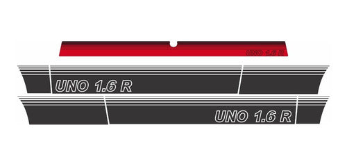 Kit Faixas Adesivos Laterais Mala Fiat Uno 1.5r vermelho Fge 1