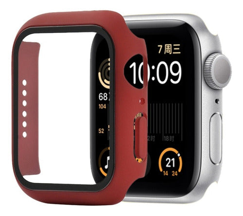 BOGOH Official 2-in-1 Glass Protector Case Compatible with Apple Watch 45mm 0