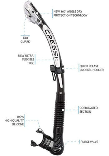 Cressi Foldable Adult Dry Snorkel For Scuba 1