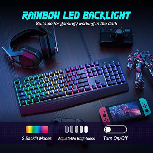 Teclado Para Juegos, Retroiluminación Led Arcoíris 1