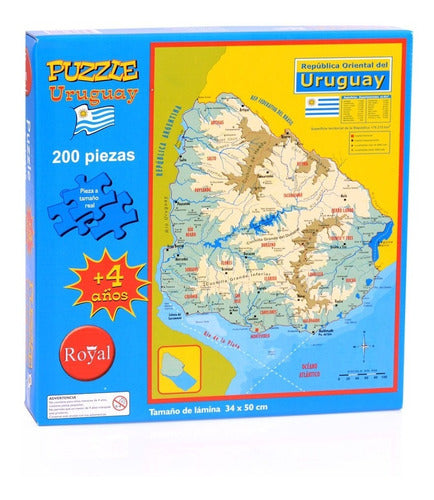 Puzzle Royal Puzzle Mapa Uruguay 200 Piezas - Mosca 0