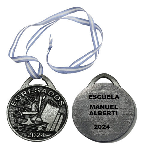 RM 100 Egresados Medals Mod 1 with Ribbon and School Name 1