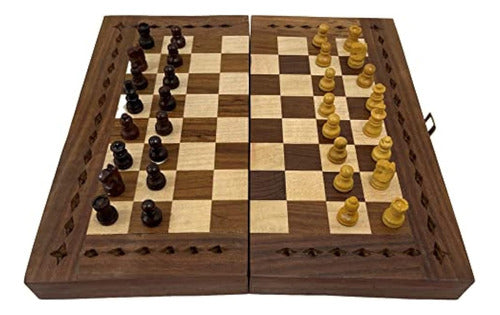 Handmade Wooden Magnetic Chess Set - 8 Inches 2