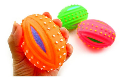 Ternuritas Mini Rugby Ball Squeaky Toy Colorful Baby Rubber 0