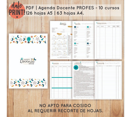 DALE.PRINT Pdf Imprimible Agenda Docente Profesor Secundaria A5 2023 0