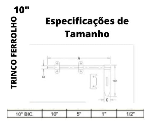 Trinco Ferrolho 10 Polegas (25 Cm)dourado 1