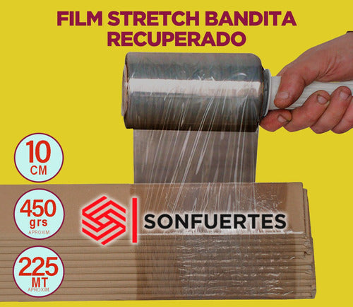 SonFuertes Film Stretch 10cm Recuperado Para Embalar Atar Caja 36u 2