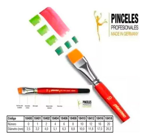 Pincel Plano Chato Profesional N*8 Sintetico Plantec Germany 1