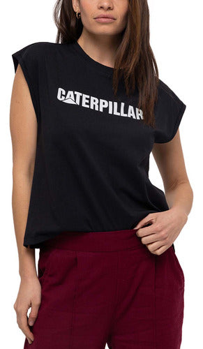 CAT Lifestyle Pitch Black Caterpillar Logo Tee for Women 0