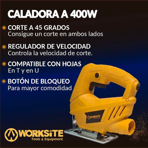 Sierra Caladora 400w Madera Aluminio Acero + Kit 6 Vel 1