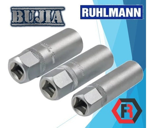 Ruhlmann 3-Piece Spark Plug Socket Kit 16 18 and 21 mm 1