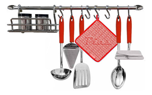 Pias Kitchen Organizer Kit: Hanging Rack, Hooks, and Multi-Purpose Shelf! 0