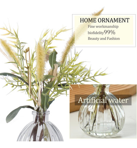 Abzo Flowers: Artificial Plants in Glass Vase with Synthetic Water 1