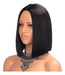Medium 35cm Black Straight Synthetic Natural-Looking Wig with Gift Net 3