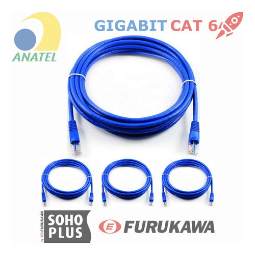 Kit 30 Un Cabo De Rede 2m Furukawa Rj45 Cat6 Azul S. Veloz 1