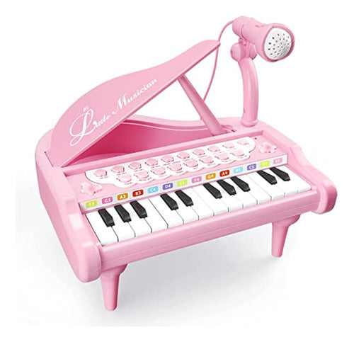 Litaonner Pink Toy Piano with Microphone for Girls Birthday Gifts 0