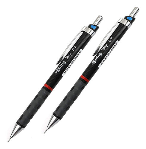Rotring Tikky Mechanical Pencil Black with 0.7mm HB Lead, Pack of 2 0