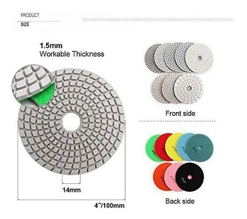 Shdiatool 8 Diamond Wet Polishing Pads 4 Inch 1