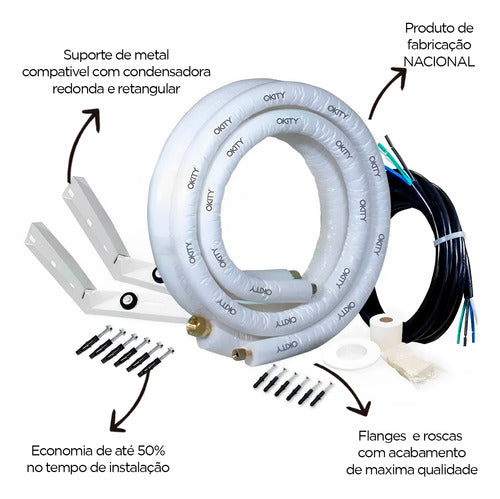 Kit Instalação Ar Inverter Split 22000 Btus 3m Com Suporte 1