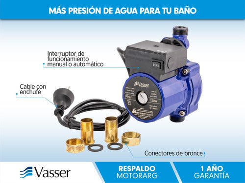 Vasser Water Pressure Pump Prende Calefon + Base 1