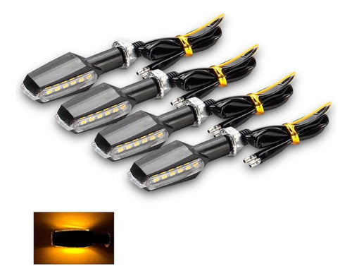 Juego De 4 Faros Luz De Giro Led Ambar Para Motos A-vip 0