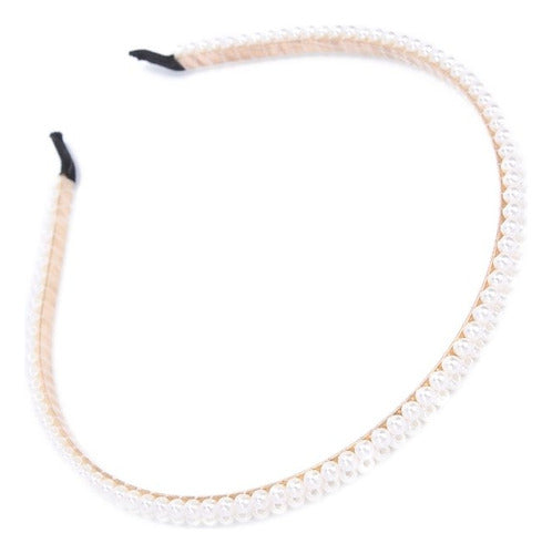 Carey Double Pearl Gold Headband for Weddings and Events 0