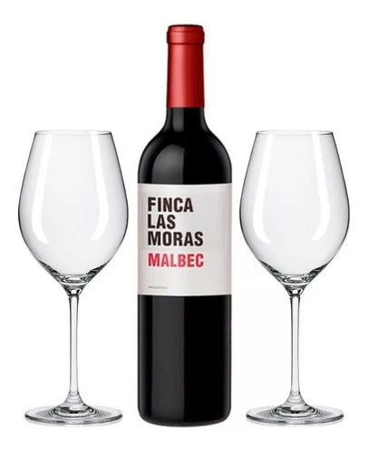 Set De Vino 2 Copas 650ml + Finca Las Moras Malbec Regalo!! 0