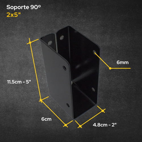 Soporte Cerrado Chapa  Tirante Madera 2x5 Vigas Techo X 10 1