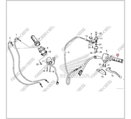 Puño Lado Embrague Honda Xr190 Original A1 2