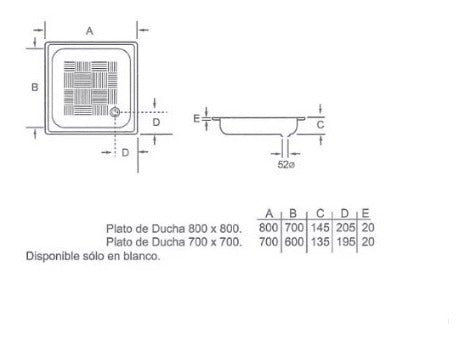 Receptaculo Ducha Plato De Acero Esmaltado Blanco 70x70 Roca 2