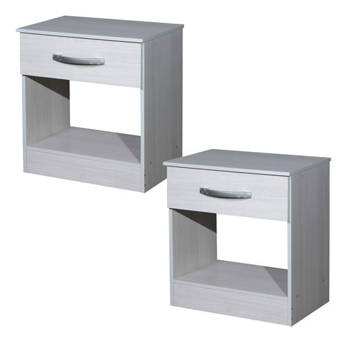 Set of 2 Bedside Tables with Drawer Benevento Nightstand 0