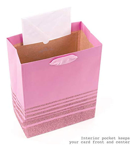 Hallmark 9" Medium Gift Bag with Tissue Paper (Pink Stripes) 3