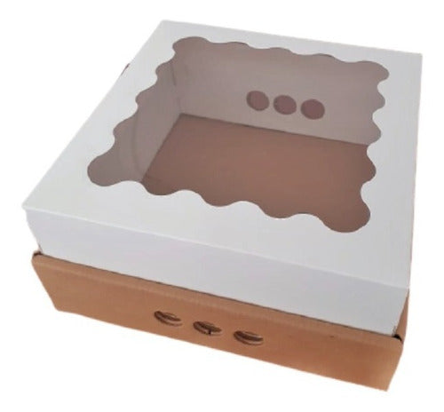 Set of 25 Breakfast Cake Gift Boxes 25x25x12 with Window View - Pack of 25 Units 1