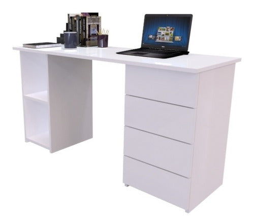 Lineplac Modern Desk 1.40 X 0.50 with 4 Drawers 0