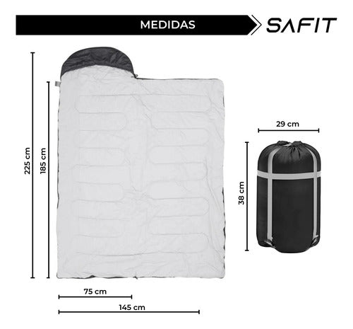 Sleeping Bag + Compression Cover 8°C Camping Safit 20